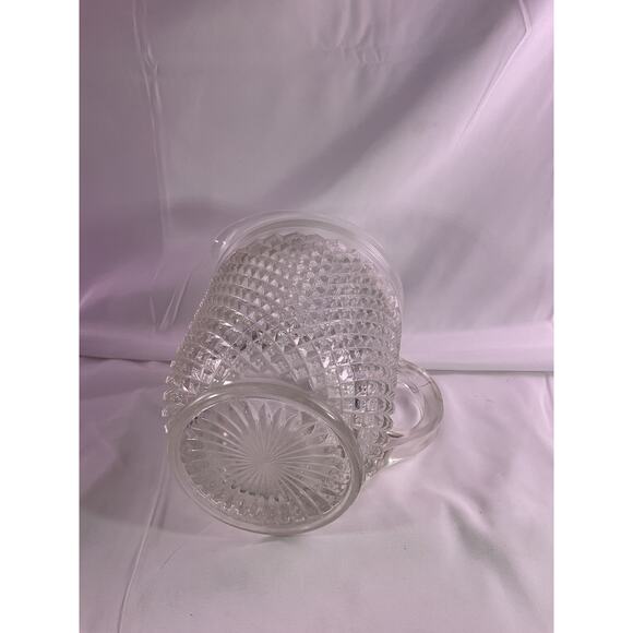 Vintage Crystal Anchor Hocking Miss America Depression Glass Pitcher Diamont Cut - Picture 8 of 12